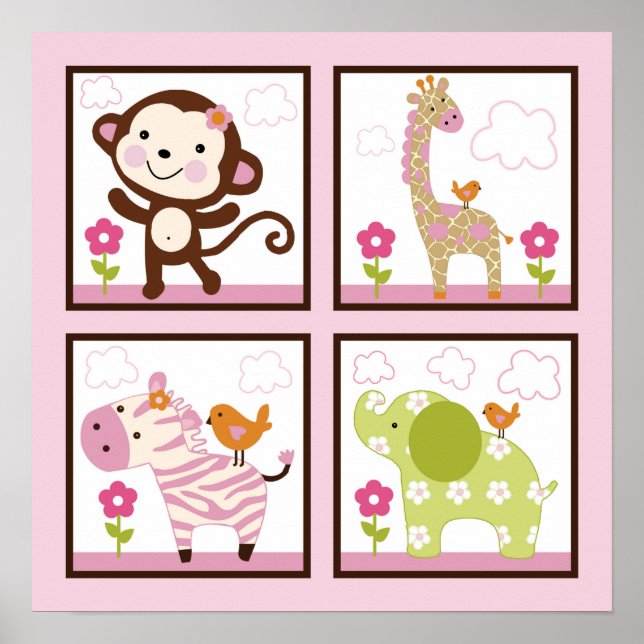 Jungle Girl/Animals Poster/Print Wall Art (Front)