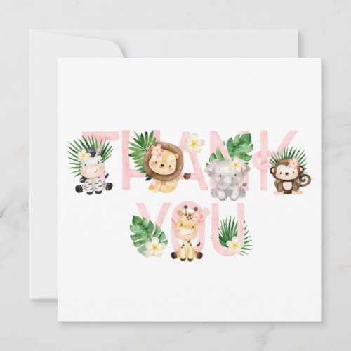 Jungle Girl Baby Shower Thank you Cards