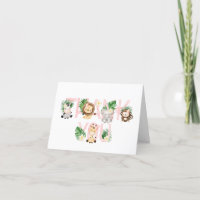 Jungle Girl Baby Shower Thank you Folded Card