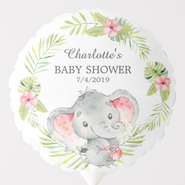 Jungle Girl Elephant Baby Shower Balloon (Front)