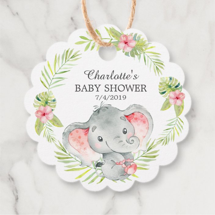Jungle Girl Elephant Baby Shower Favor Gift Tag Zazzle Com