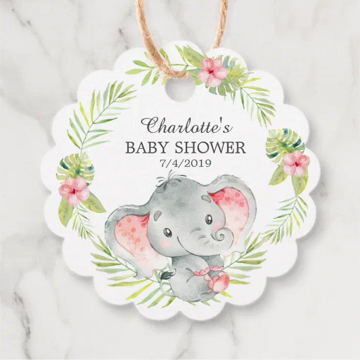 Jungle Girl Elephant Baby Shower Favor Gift Tag Zazzle Com