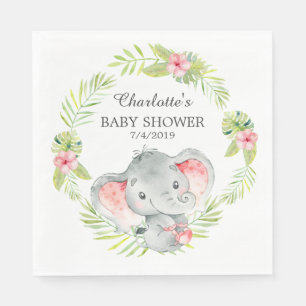 Jungle Girl Elephant Baby Shower Paper Napkins