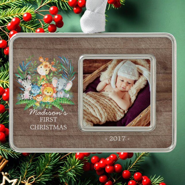 Jungle Girls Baby's 1st Christmas Photo Ornament (Creator Uploaded)