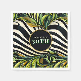 Jungle Glam Zebra Animal Print Birthday Age Napkins