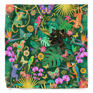 Jungle Golden Fantasy Surreal Exotic Bandana