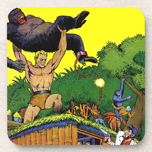 Jungle Gorilla's Lair Vintage Comics Beverage Coaster (Front)