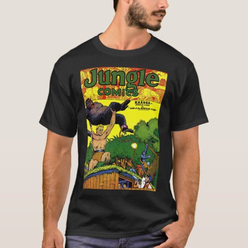 Jungle Gorillas Lair Vintage Comics Black T_Shirt