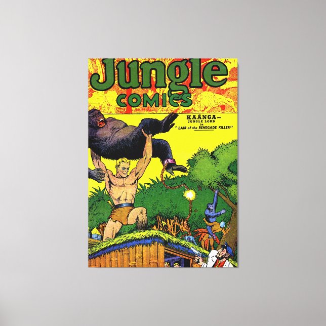 Jungle Gorilla's Lair Vintage Comics Canvas Print (Front)