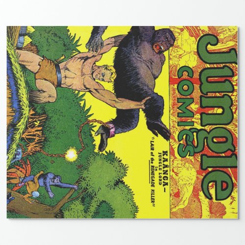Jungle Gorillas Lair Vintage Comics Wrapping Paper