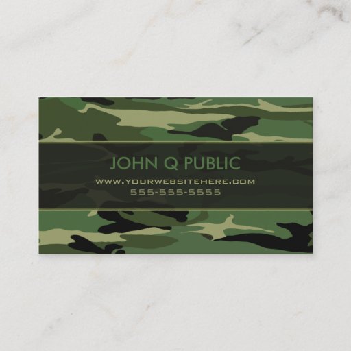 Customizable Jungle Green Camo Pattern Business Card Template