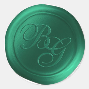 Jungle Green Double Monogram Wax Seal Stickers