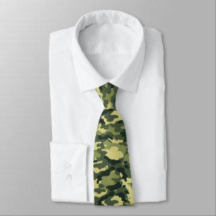 Jungle Green Military Camouflage Print Neck Tie