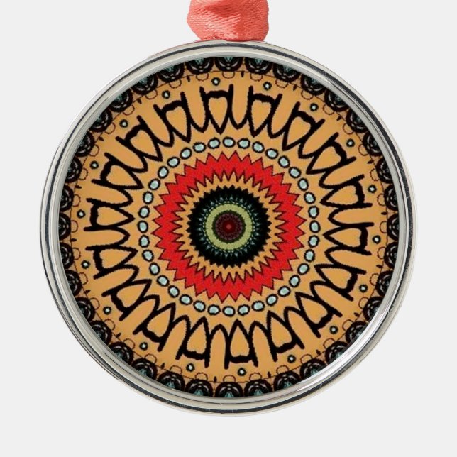 Jungle green pattern metal ornament (Front)