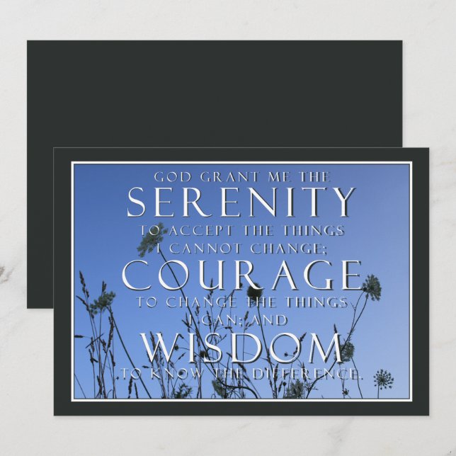 Jungle Green Serenity Prayer Motivational Card (Front/Back)