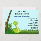 Jungle Green Snake Birthday Party Invitation (Back)
