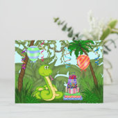 Jungle Green Snake Birthday Party Invitation (Standing Front)
