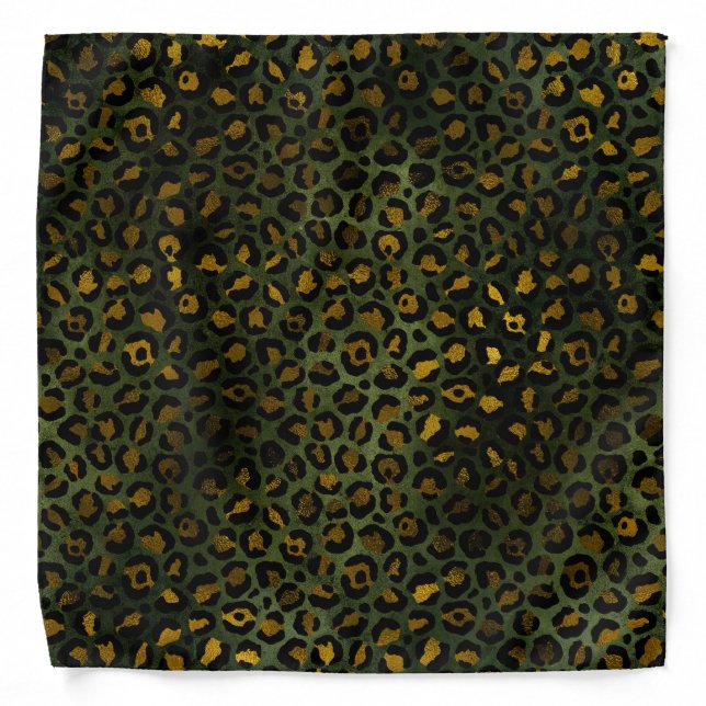 Jungle Green Yellow Cheetah Leopard Pattern Bandana (Front)