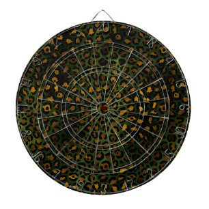 Jungle Green Yellow Cheetah Leopard Pattern Dart Board