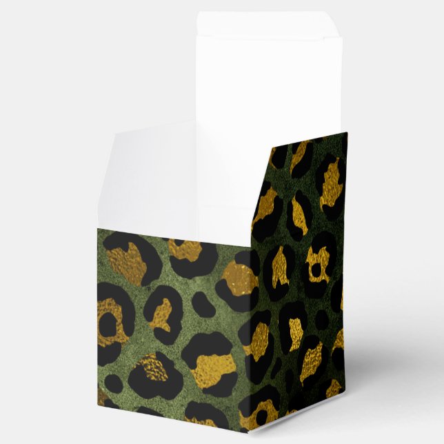 Jungle Green Yellow Cheetah Leopard Pattern Favor Boxes (Opened)