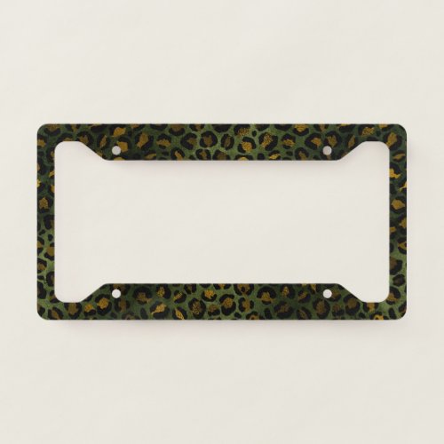 Jungle Green Yellow Cheetah Leopard Pattern License Plate Frame