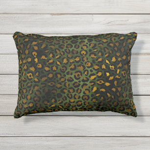 Jungle Green Yellow Cheetah Leopard Pattern Outdoor Pillow