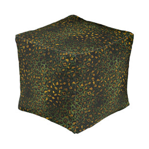 Jungle Green Yellow Cheetah Leopard Pattern Pouf