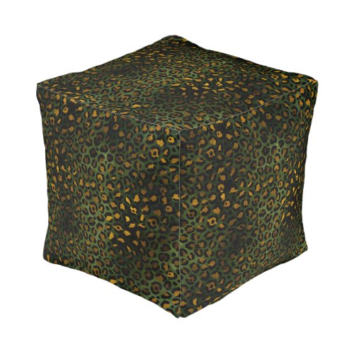 Jungle Green Yellow Cheetah Leopard Pattern Pouf