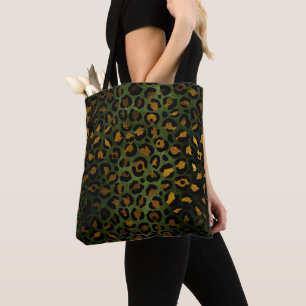 Jungle Green Yellow Cheetah Leopard Pattern Tote Bag