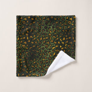 Jungle Green Yellow Cheetah Leopard Pattern Wash Cloth