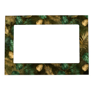 Jungle Green Yellow Tropical Palm Leaves Magnetic Frame