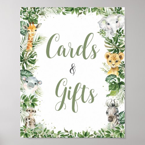 Jungle Greenery Baby Shower Cards and Gifts Sign