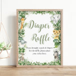 Jungle Greenery Baby Shower Diaper Raffle Sign at Zazzle