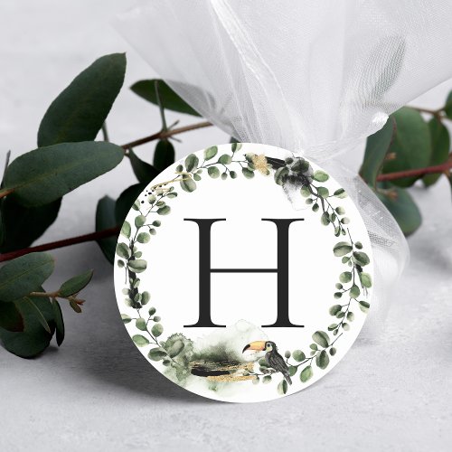 Jungle Greenery  Monogram Wedding Envelope Seal