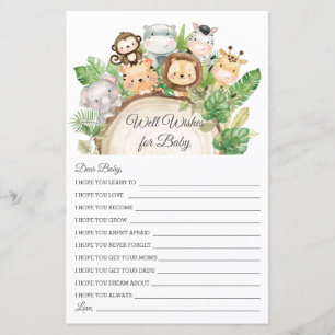 Jungle Greenery Well Wishes for Baby Shower Card