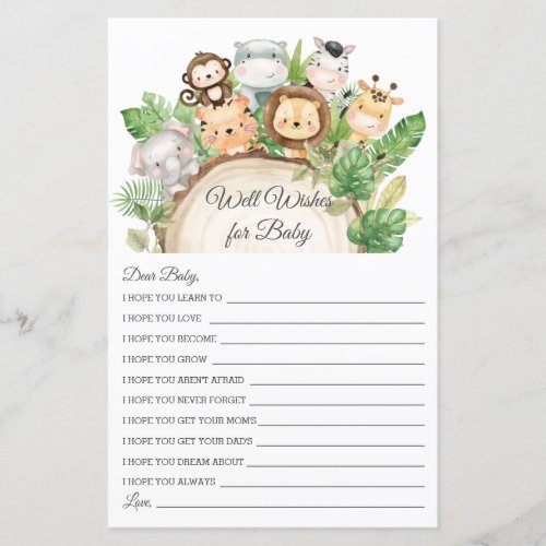 Jungle Greenery Well Wishes for Baby Shower Card