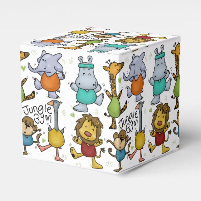 Jungle Gym Exercising Animals Favor Boxes (Front Side)