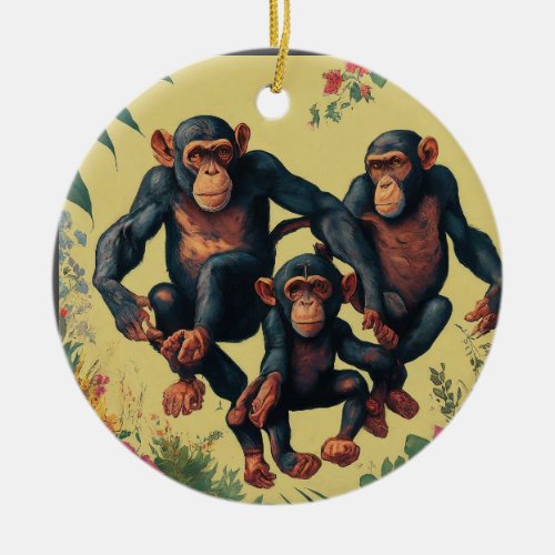 Jungle Gymnast Family Ceramic Ornament