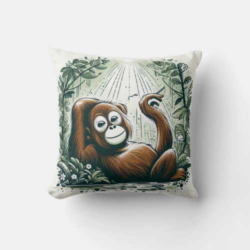 Jungle Harmony Orangutan_Inspired  Throw Pillow