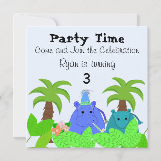 Jungle Hippo Birthday Invitation