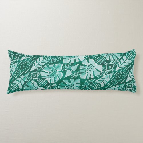 JUNGLE IKAT Hawaiian Green Tribal Tropical Body Pillow