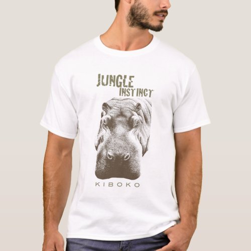 Jungle Instinct_Kiboko_hippo 2 tone brown T_Shirt