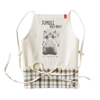 Jungle Instinctâ„¢_Kiboko_hippo_serious chef Zazzle HEART Apron