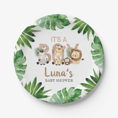 Jungle Its a Boy Baby Shower Paper Plate