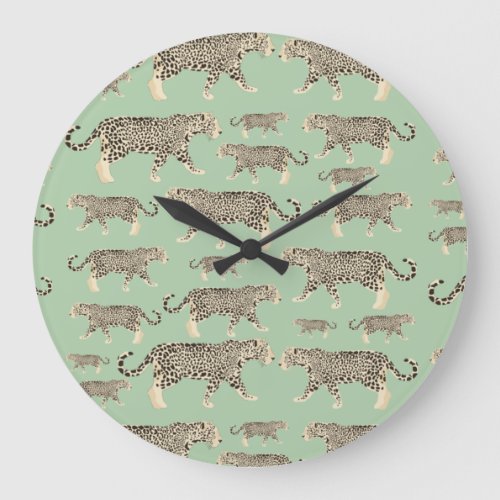 Jungle Jaguar Animal Pattern  Large Clock