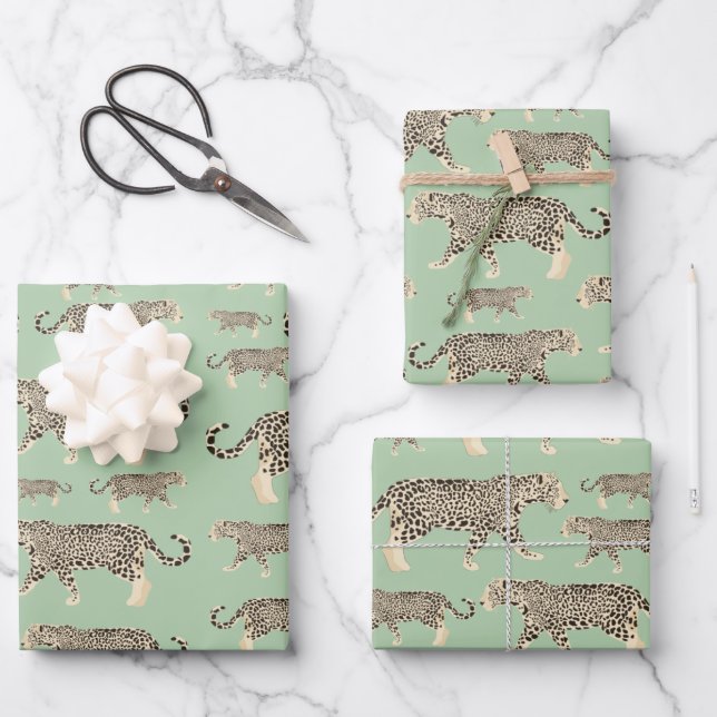 Jungle Jaguar Animal Pattern Wrapping Paper Sheets (Front)
