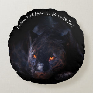 Jungle Jaguar Leopard Black Cat Panther Round Pillow