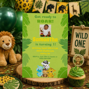 Jungle Jamboree 1st Birthday Green Safari Invitation