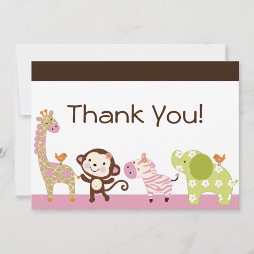 Jungle Jill  Cute Animals Thank You Card