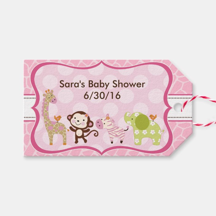 Jungle Jill Girl Animals Baby Shower Gift Tags Zazzle Com